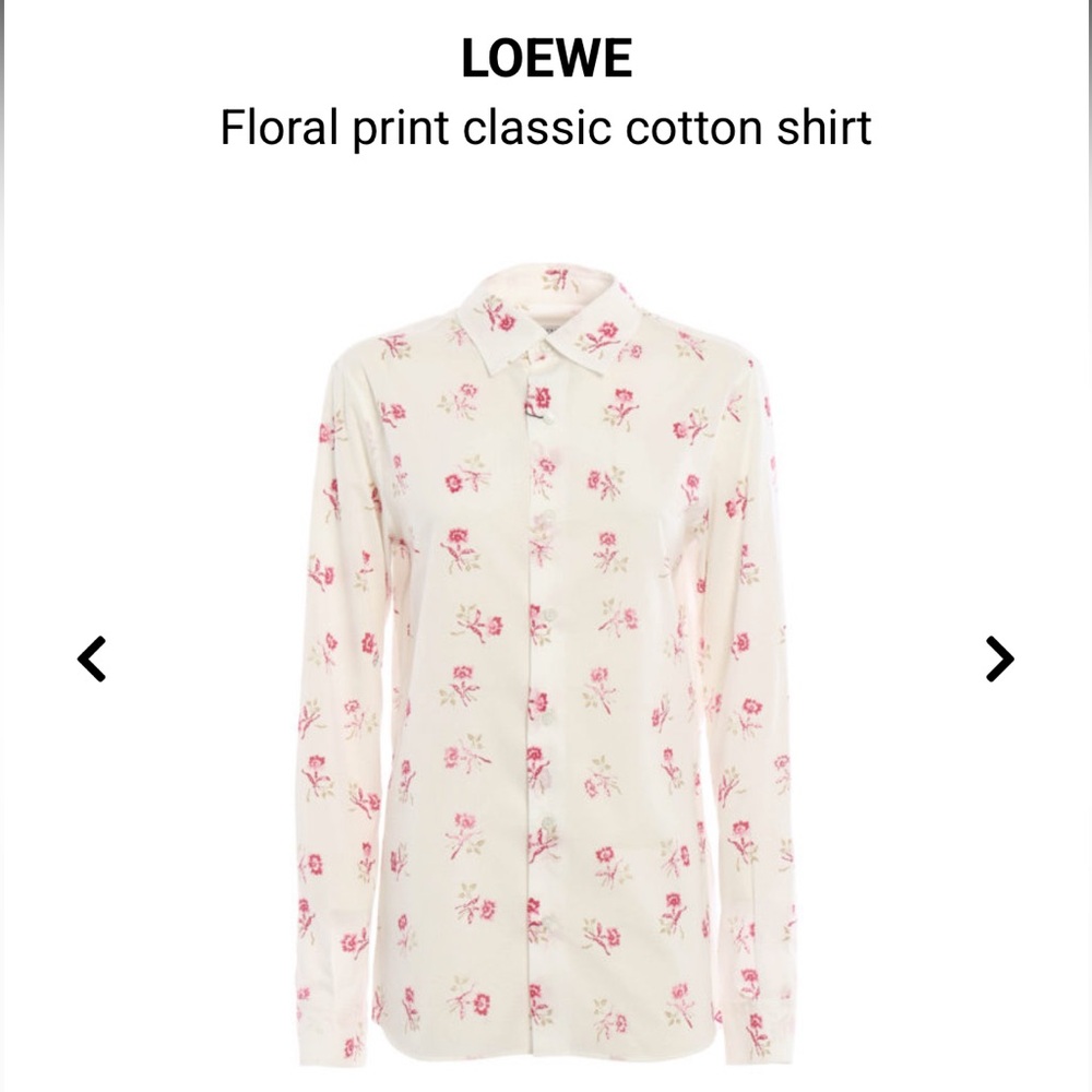 NWT Loewe Floral roses print classic cotton shirt, si3 EU 36/ US S